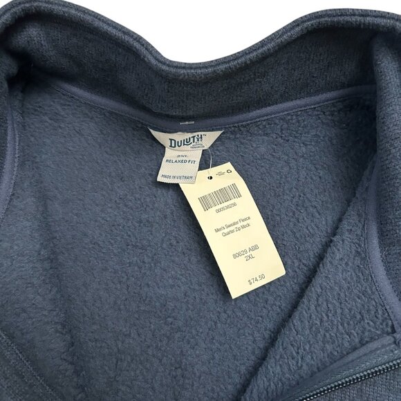Duluth Trading Men's Size 2XL XXL 1/4 Zip Mock Neck Fleece Sweatshirt Blue NWT - Picture 4 of 6